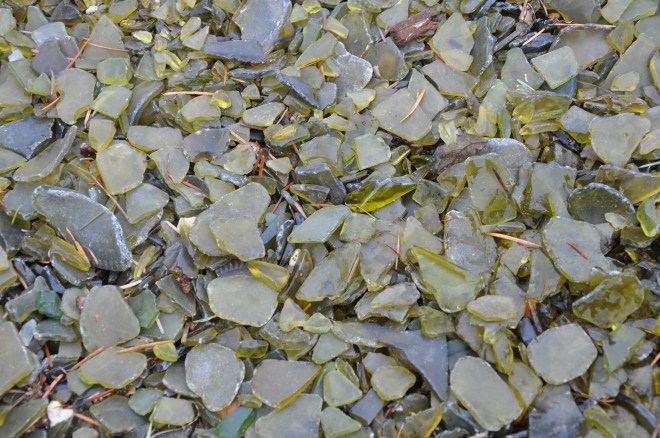 Recycled, Tumbled Green Glass Recycled, Tumbled Green Glass