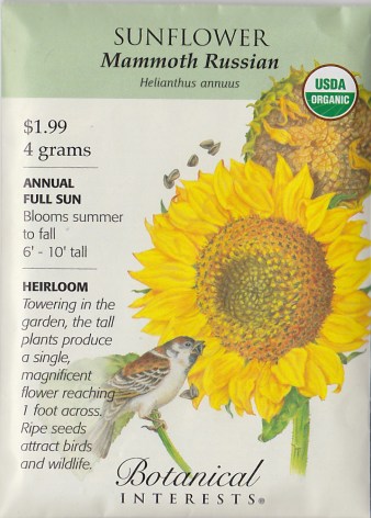 Sunflower seed packet sunflower packet