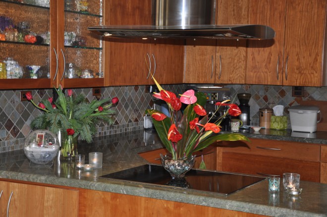 glass bowl and flowers