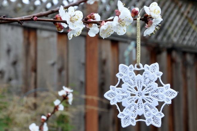 Embroidered lace snowflake