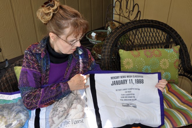 sharon explains the quilt