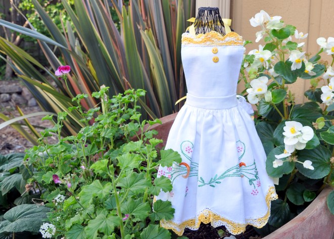 full apron in garden