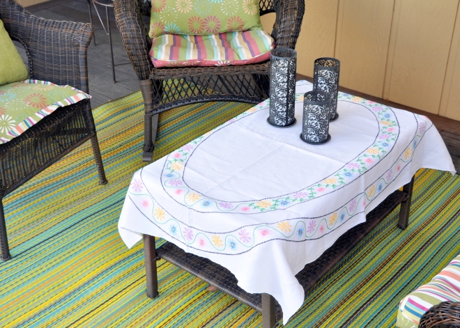 kerry can table cloth vintage