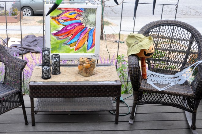 Halloween decorations on deck