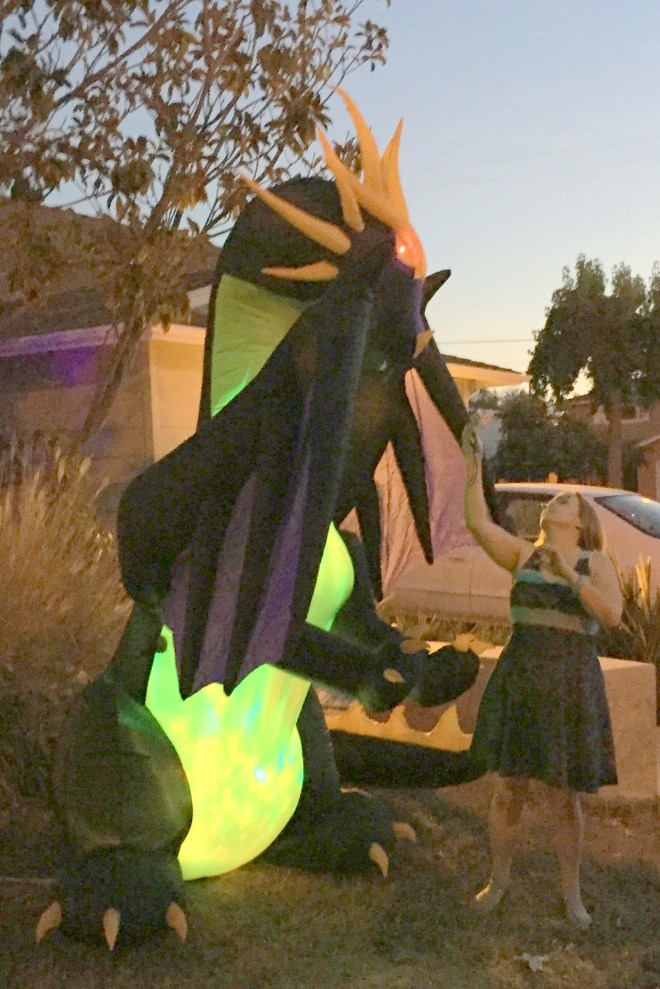 kelly with dragon inflatable