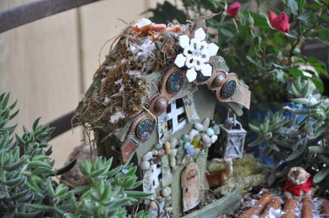 fairy garden with reindeer