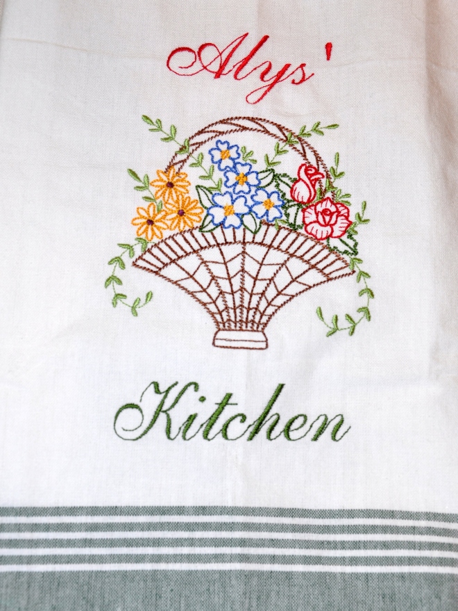 Marlene's embroidery Alys' kitchen