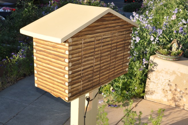 Little Free Library Log Cabin Detail