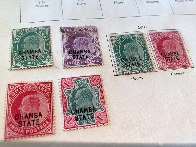 Assorted colors postage stamps Chamba State India