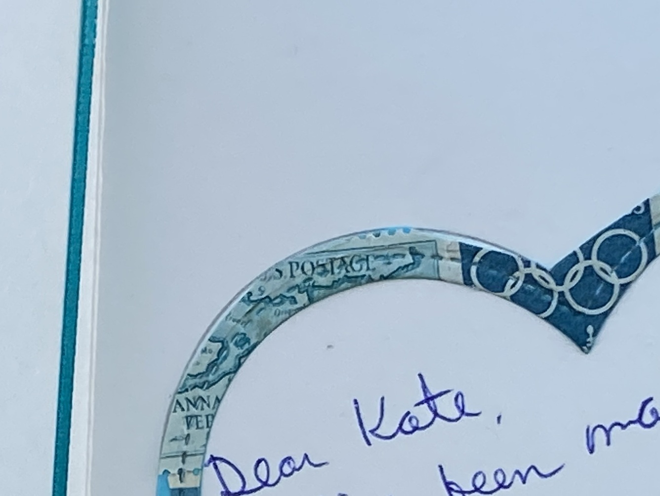 Postage stamp card interior