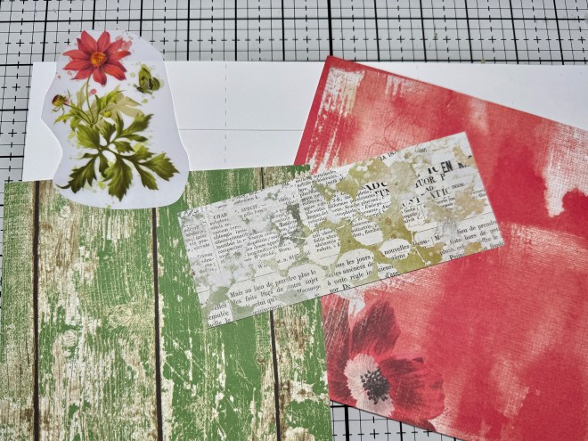 scraps of red and green paper