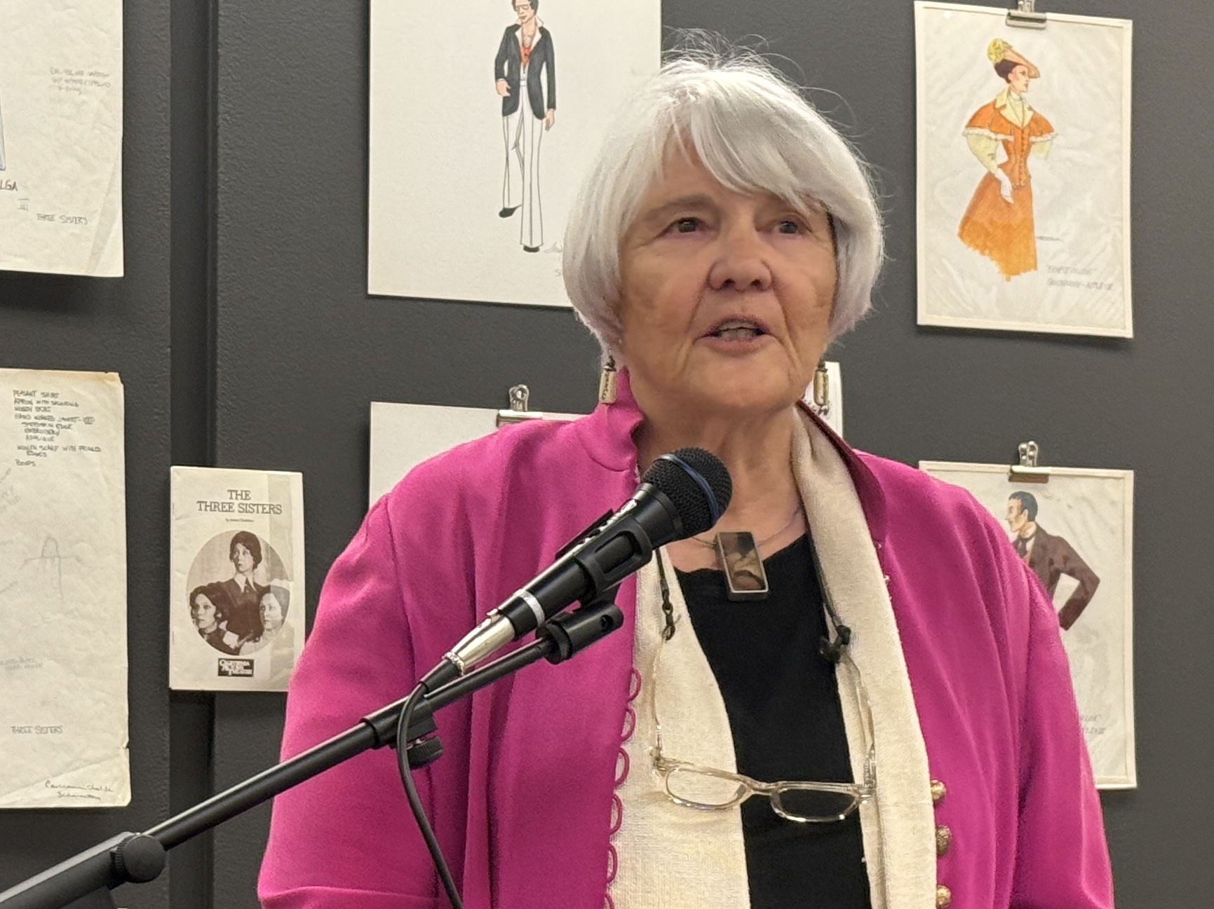 Marcia Frederick speaking at the opening of New Additions, NUMU, Los Gatos