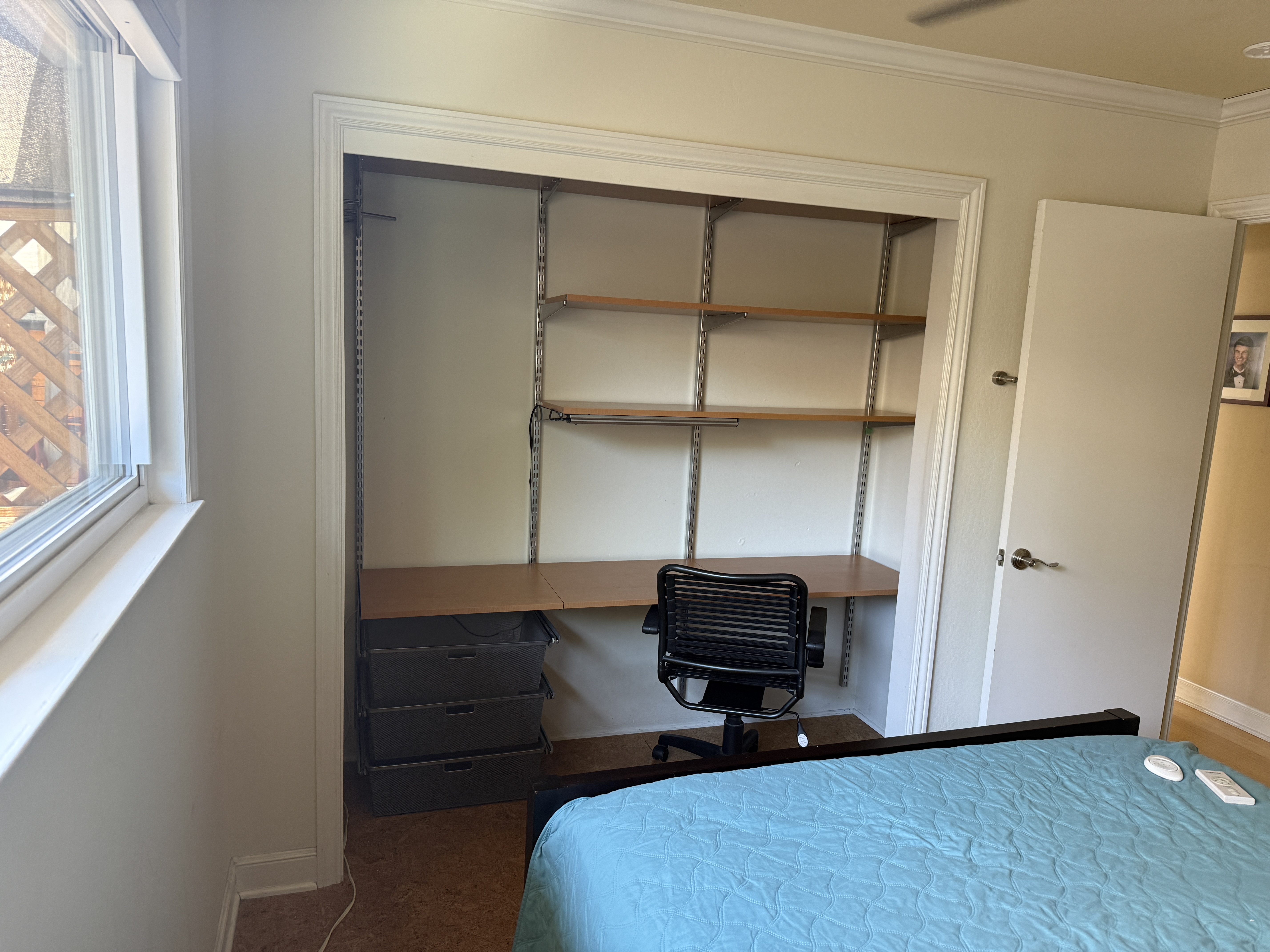 Closet outfitted with Elfa shelves